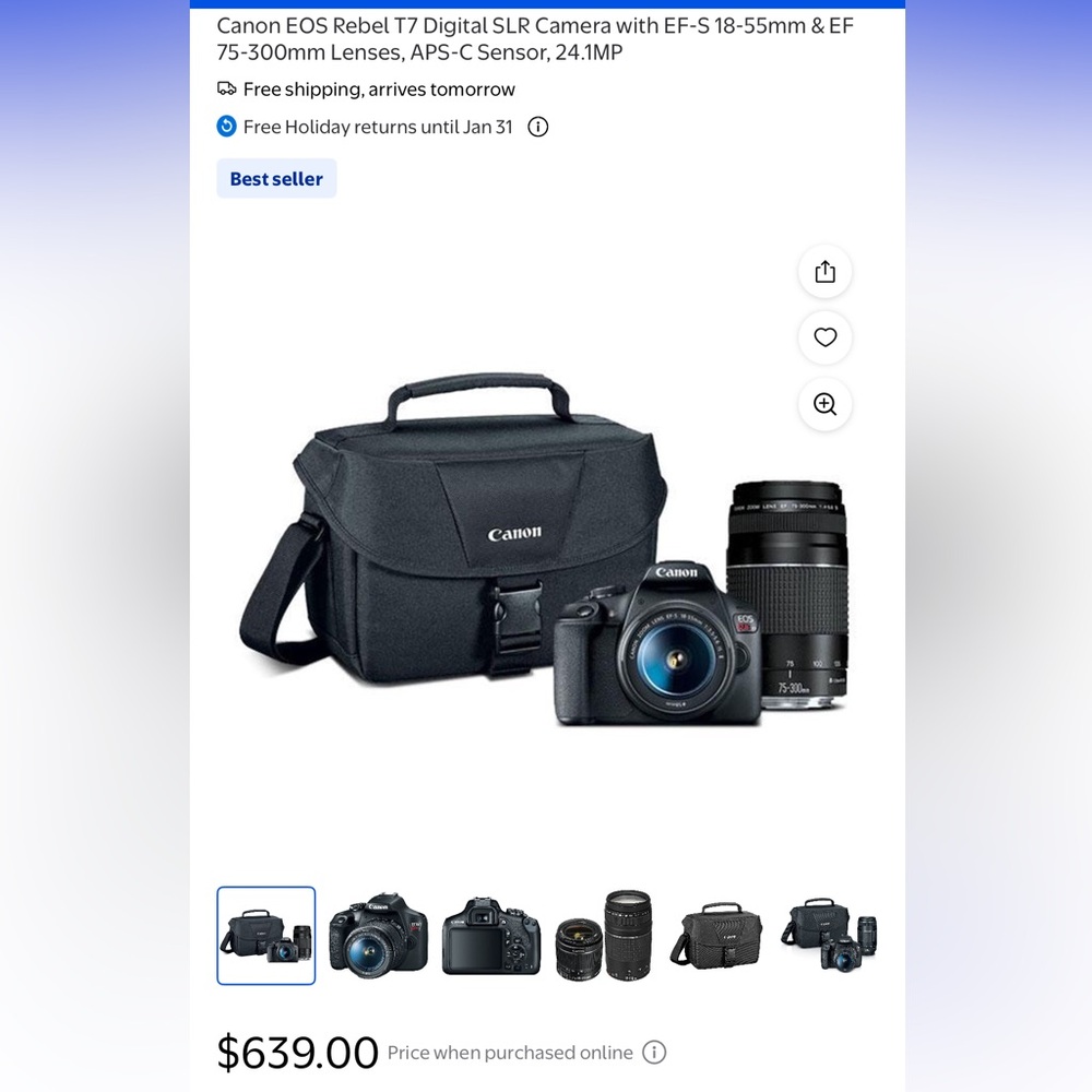 Canon Black Digital Camera with Lens and Case